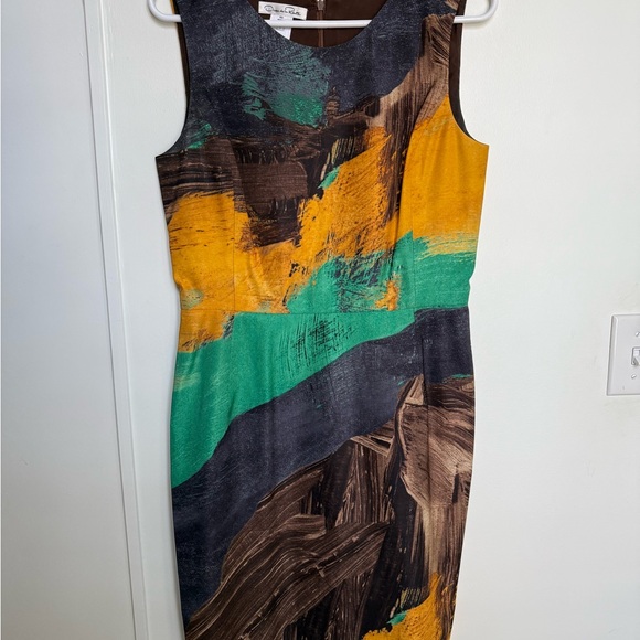 Oscar de la Renta Sleeveless Modern Abstract Dress-Size 8 - Picture 1 of 5